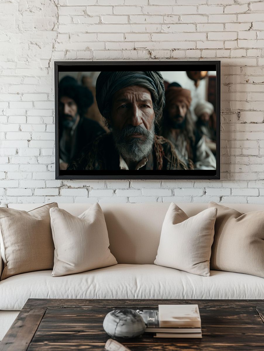Turbaned Elder Portrait Print. room preview