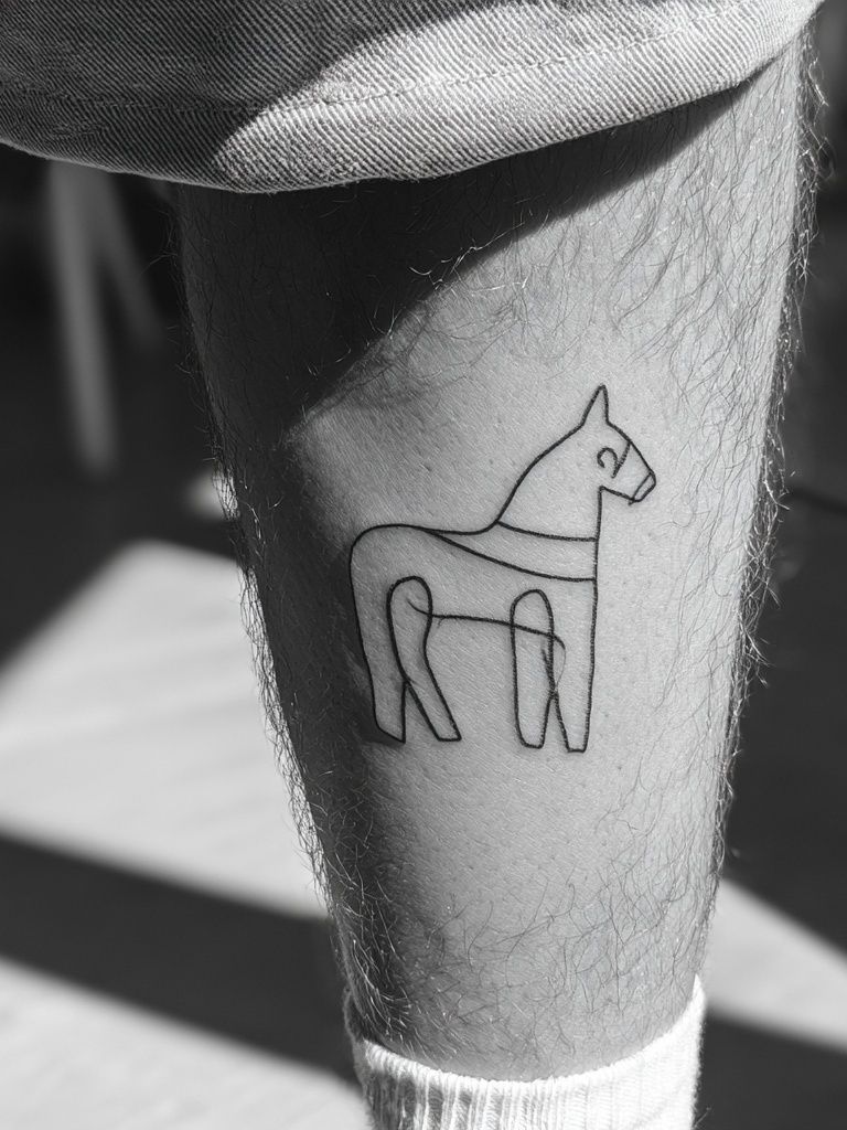Minimalist Horse Tattoo Photography Poster. poster detail