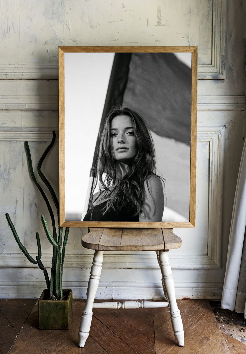 Black and White Fashion Portrait Poster. — room view 1