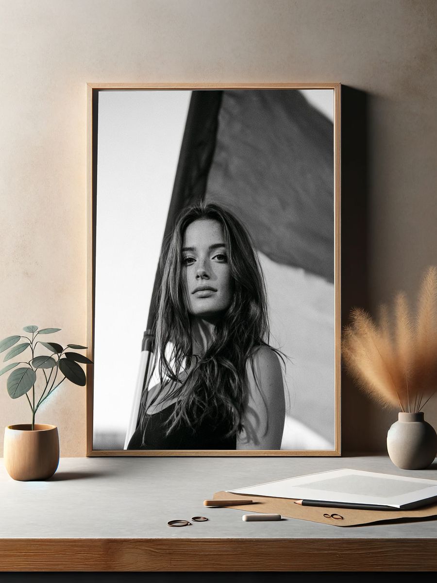 Black and White Fashion Portrait Poster. — room view 2