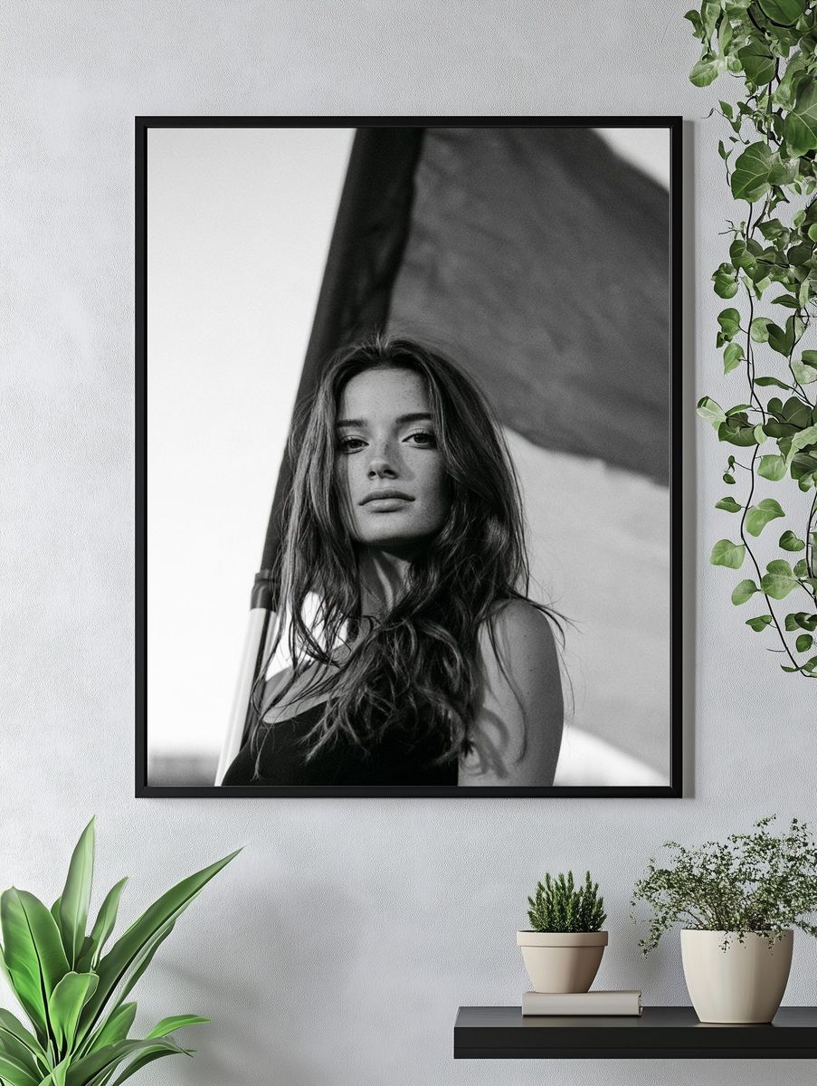 Black and White Fashion Portrait Poster. — room view 4