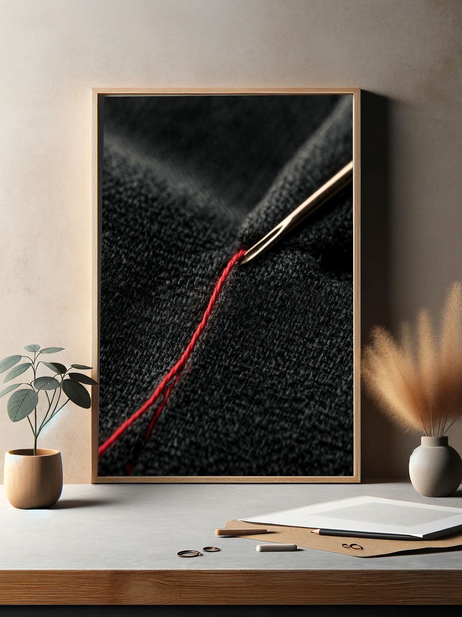 Red Thread Sewing Macro Print. — room view 2