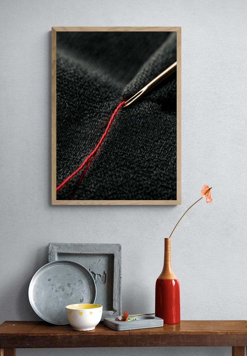 Red Thread Sewing Macro Print. — room view 3