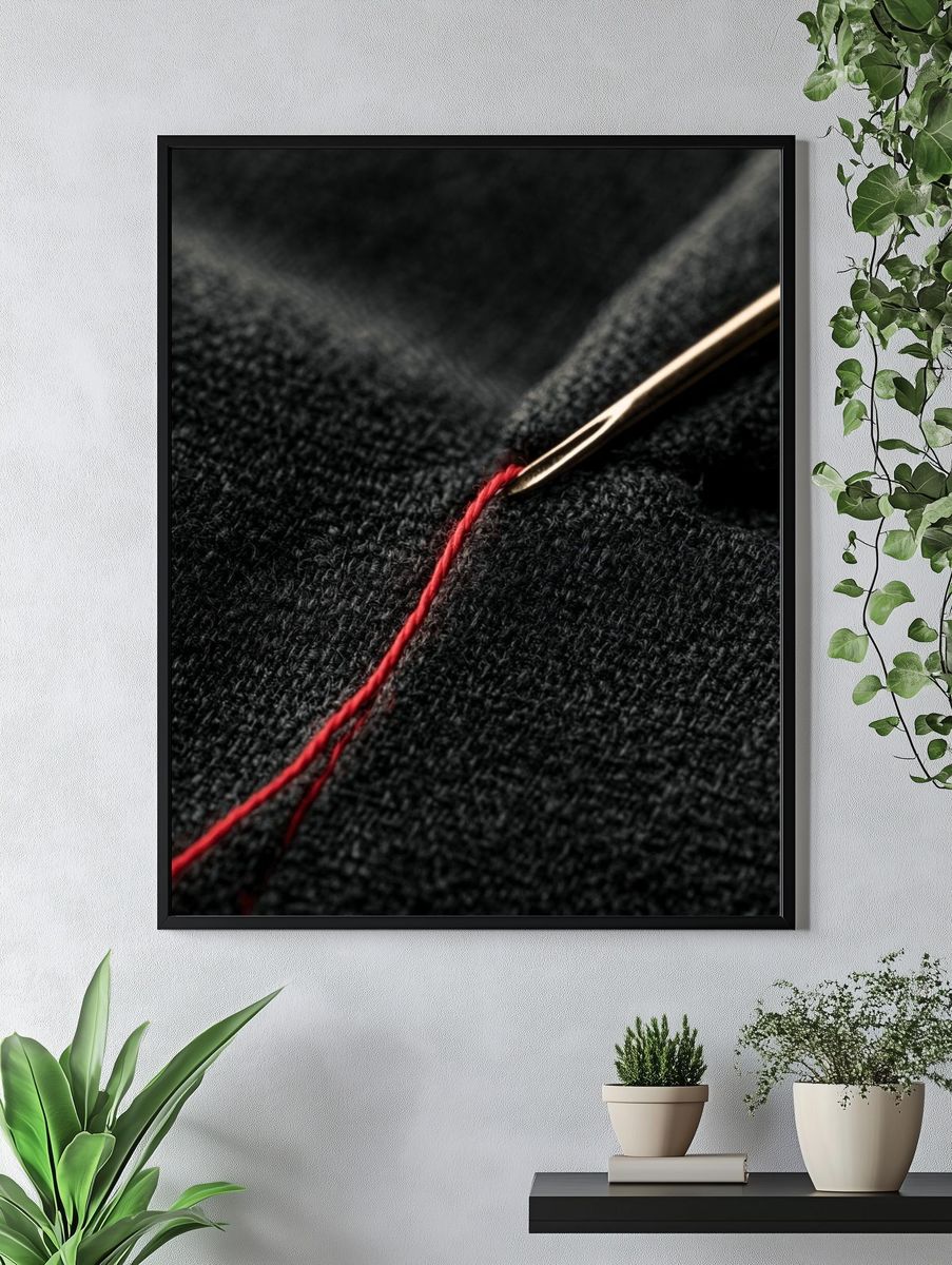 Red Thread Sewing Macro Print. — room view 4