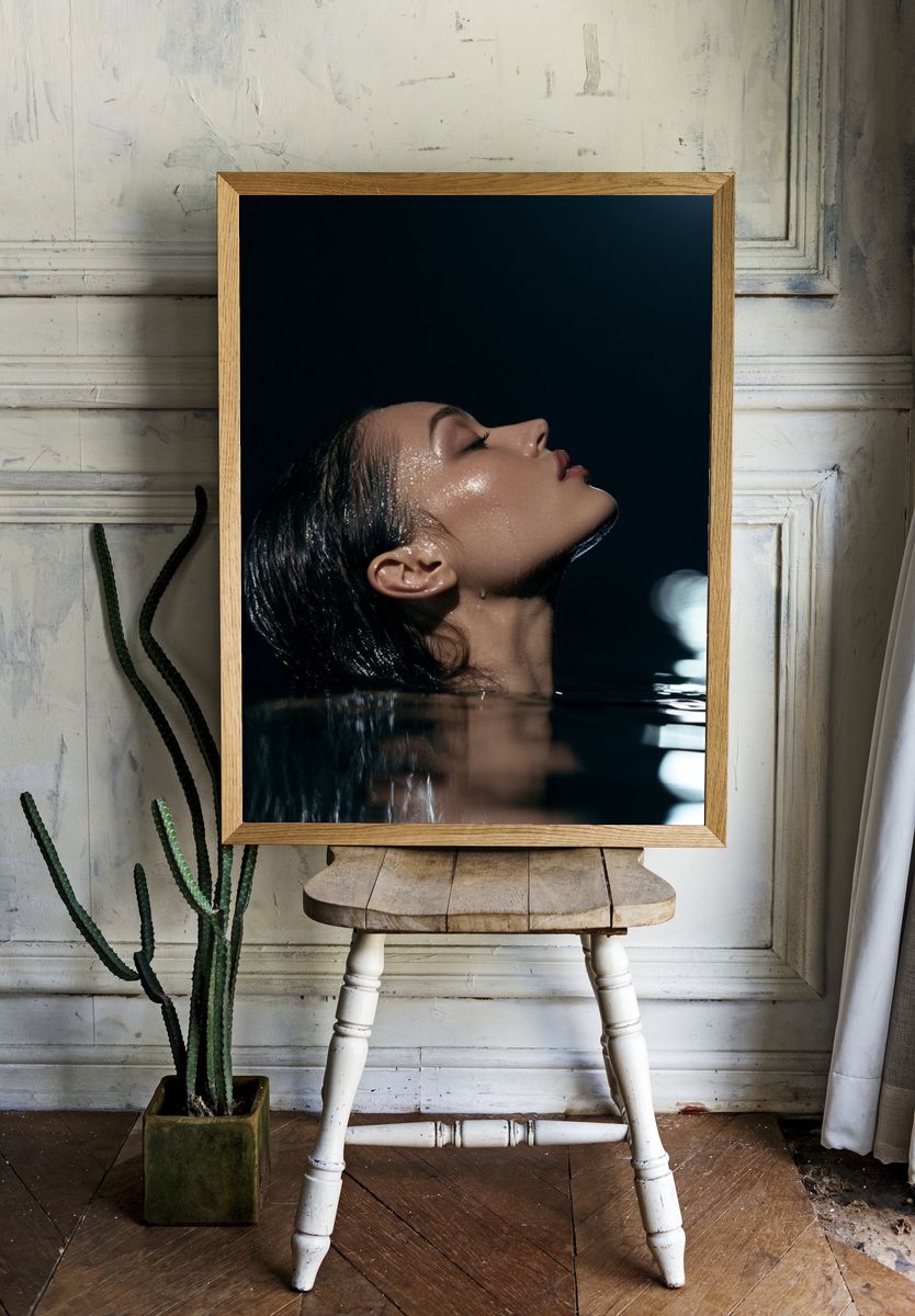 Moody Water Portrait Poster. room preview