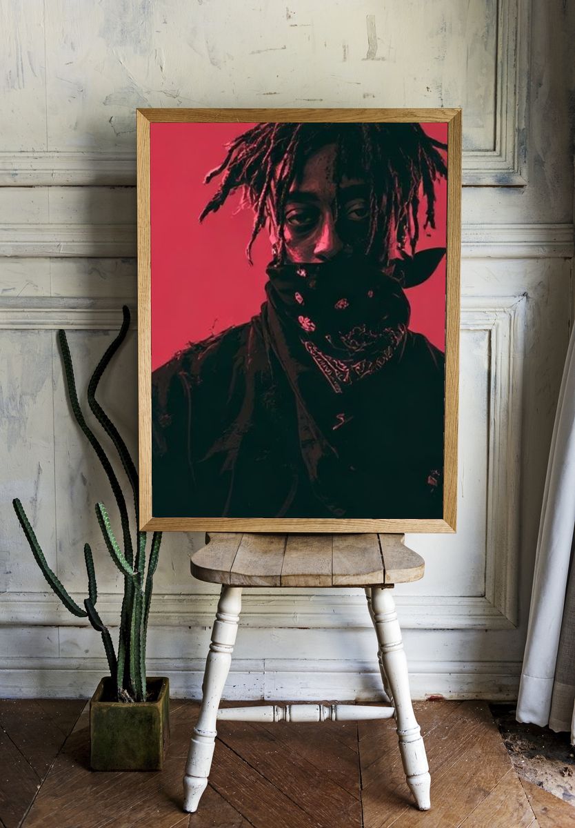 Neon Bandana Portrait Print. room preview