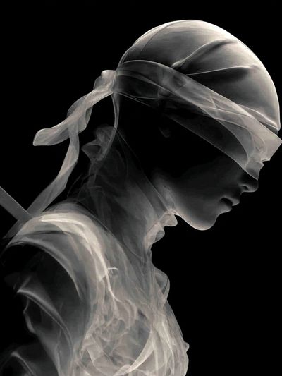 Blindfolded Figure Photography Poster. poster print