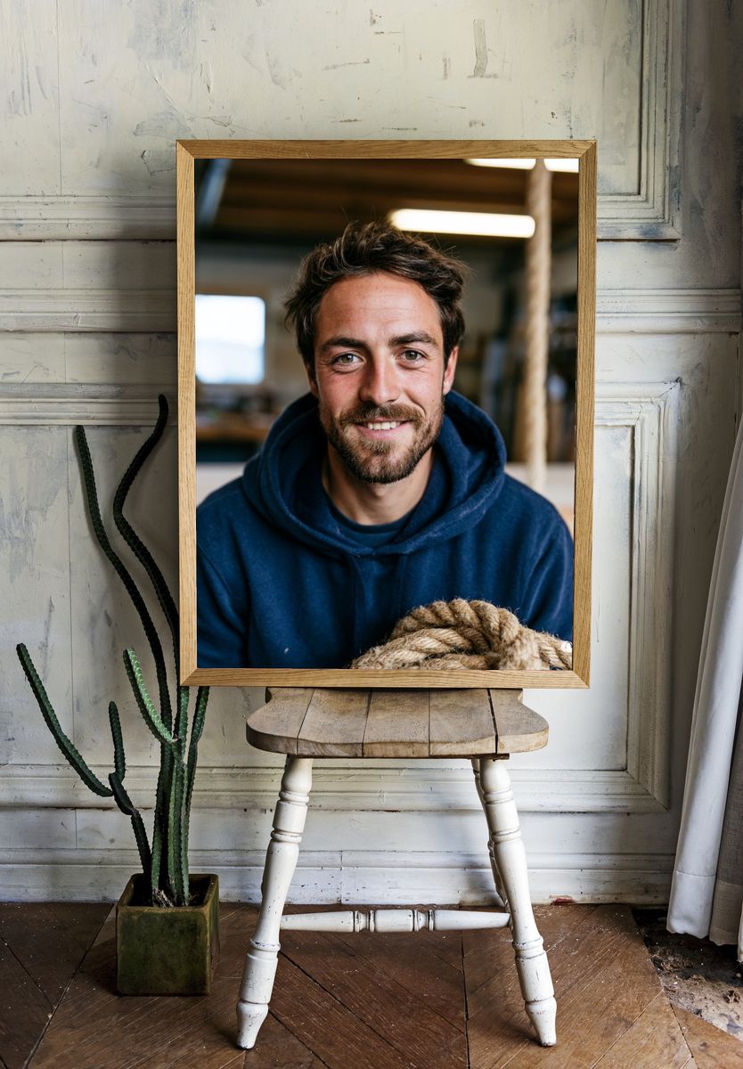 Smiling Man Portrait Photography Poster. — room view 1