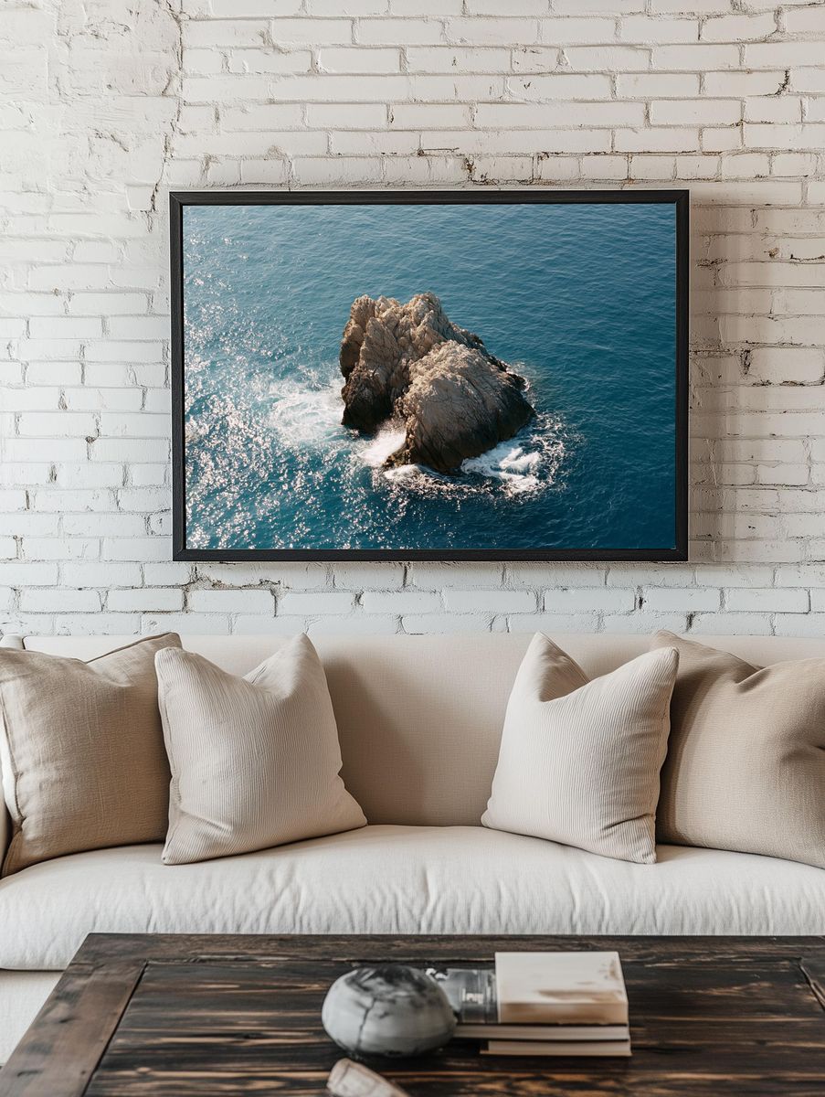 Rocky Sea Outcrop Photography Poster. — room view 1