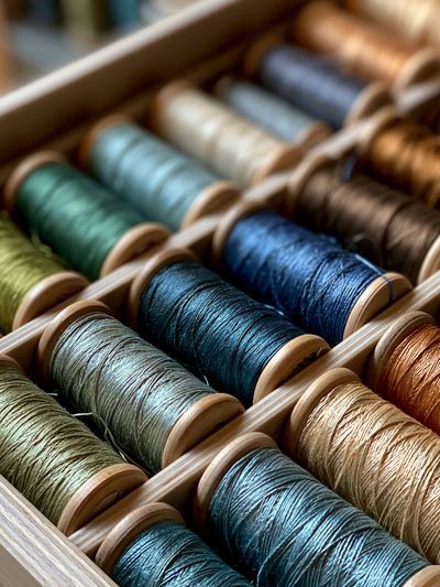 Colorful Thread Spools Photography Poster.