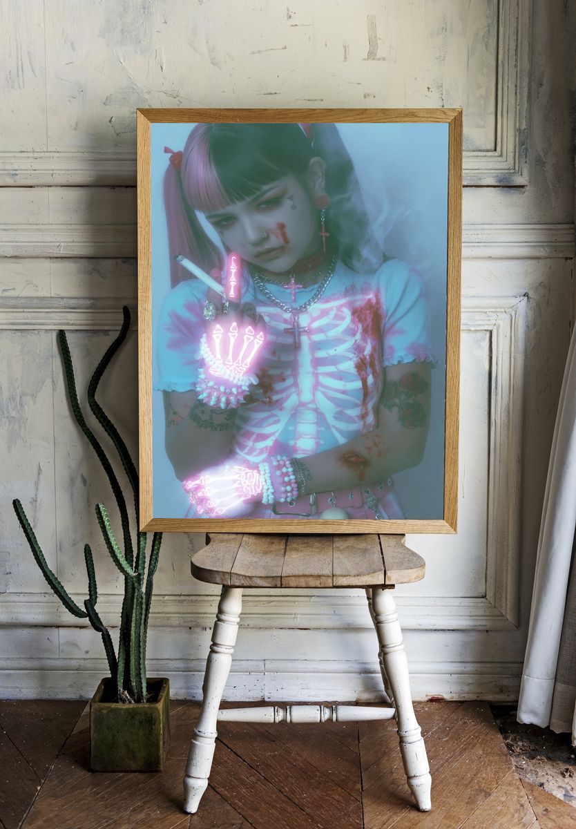 Gothic Pastel Portrait Print. — room view 1