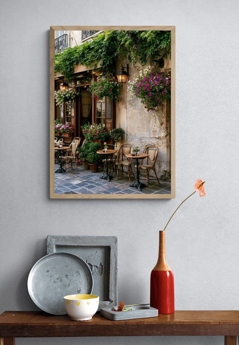 Parisian Café Terrace Photography Poster. — room view 3