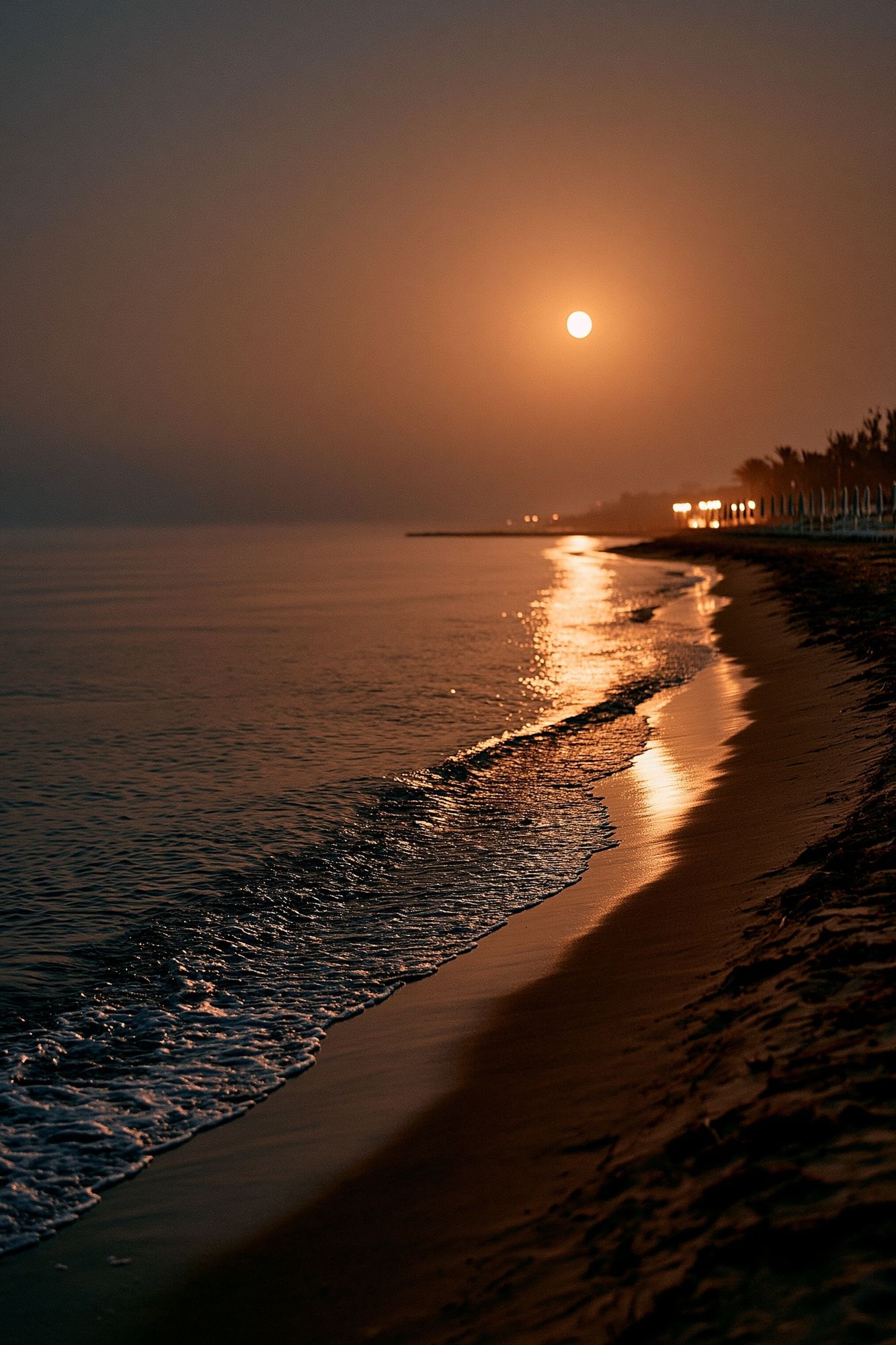 Moonlit Beach Sunset Photography Poster. poster detail