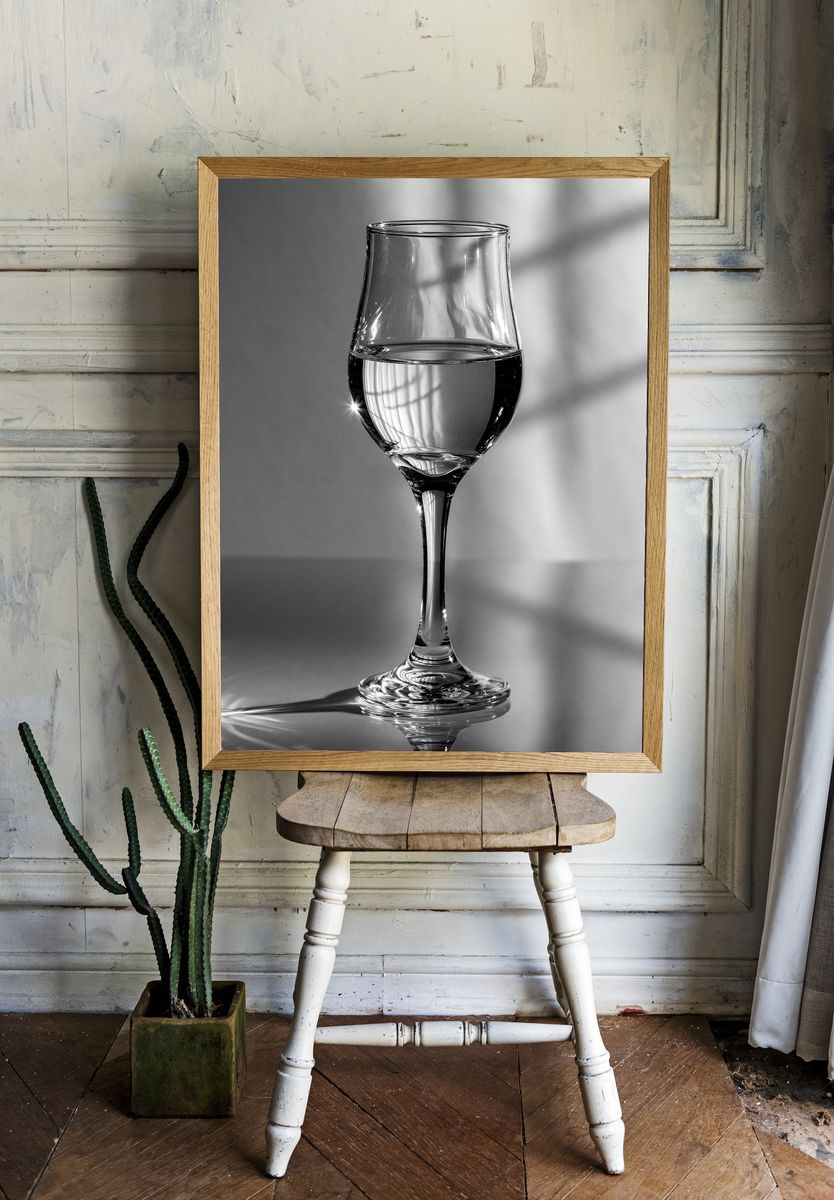 Wine Glass Still Life Photography Poster. — room view 1