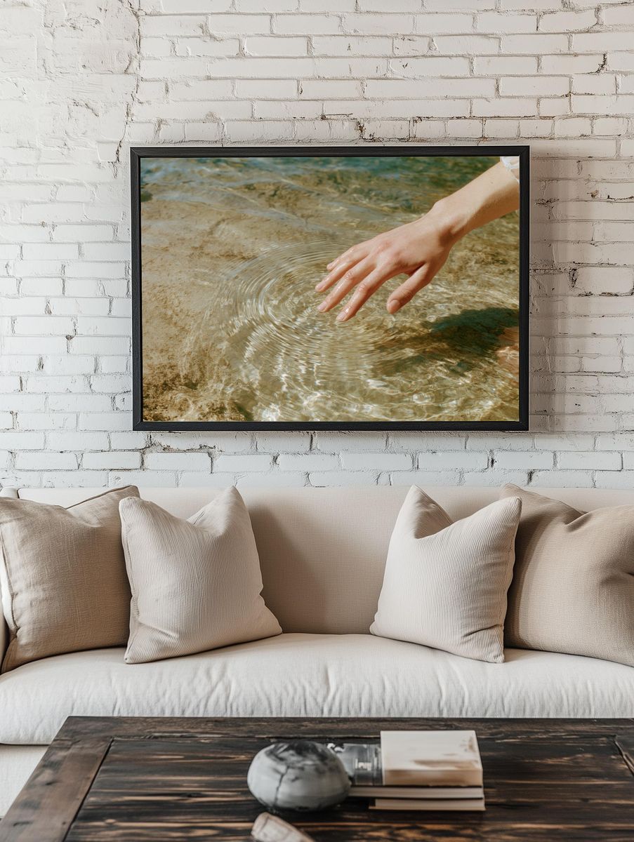 Hand in Sunlit Water Photography Poster. room preview