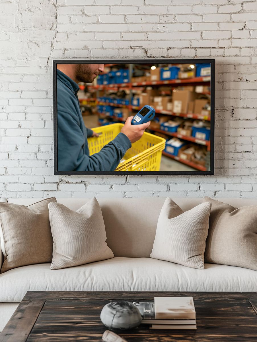 Warehouse Inventory Scan Photography Poster. — room view 1