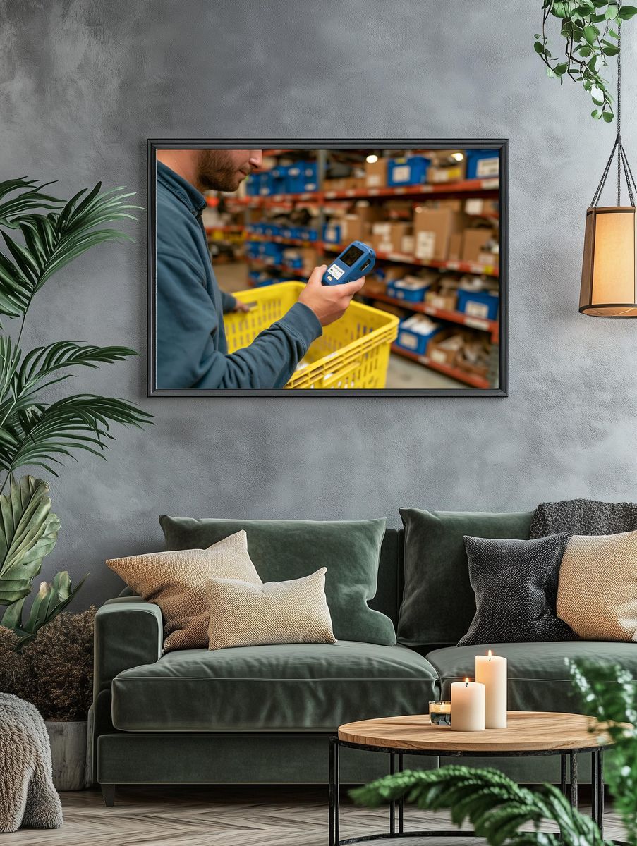 Warehouse Inventory Scan Photography Poster. — room view 4