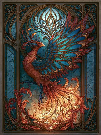 Phoenix Stained Glass Poster. poster print