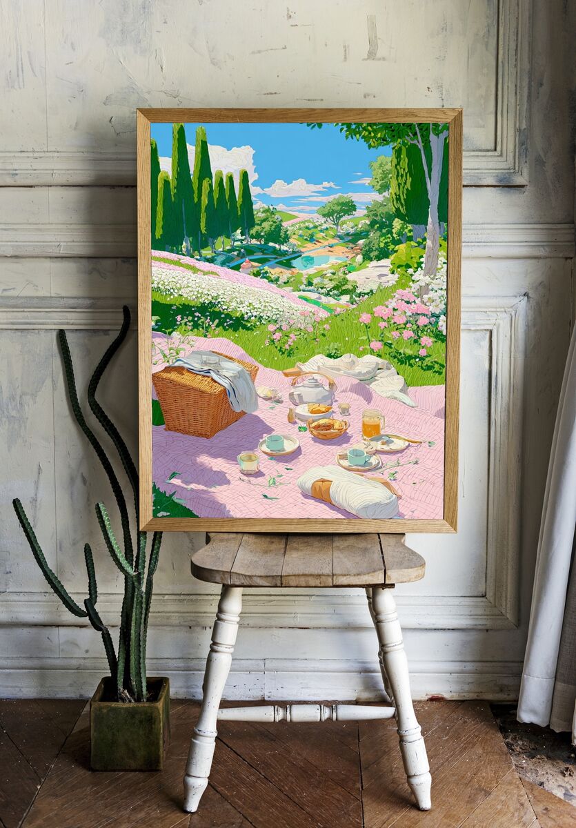 Picnic in Bloom — Illustration Print room preview
