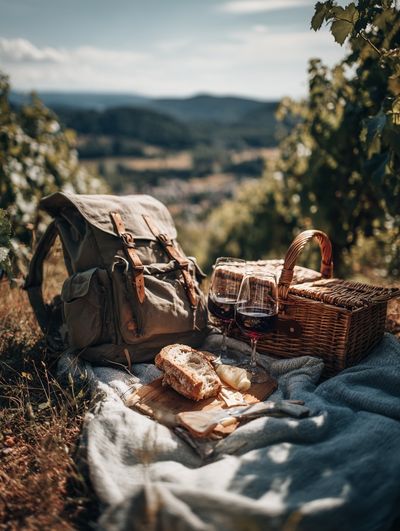 Picnic in the Vineyard — Photography Print. poster