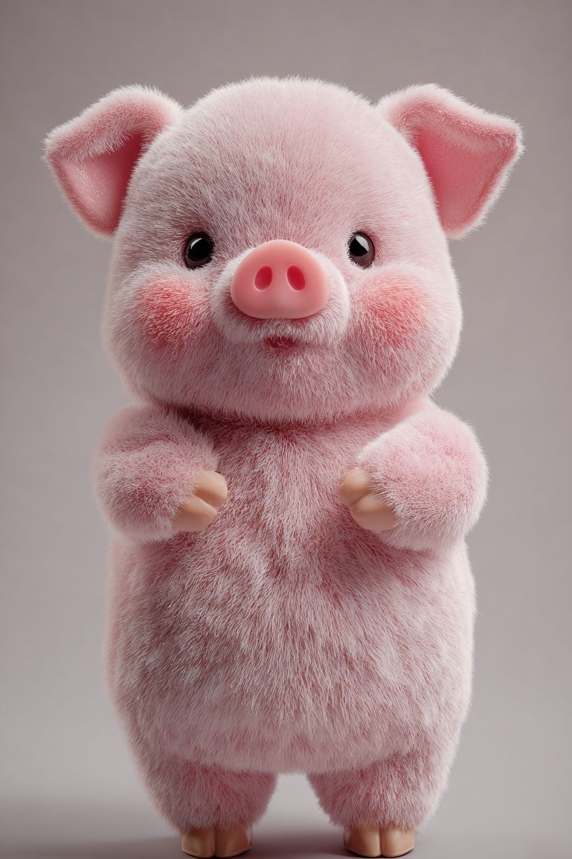 Cute Pig Plush Toy Poster.