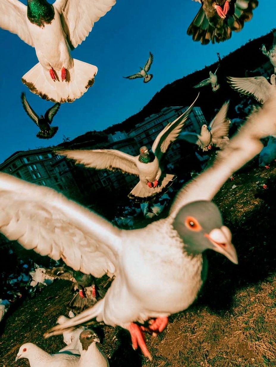 Pigeon Flight Photography Poster. poster detail