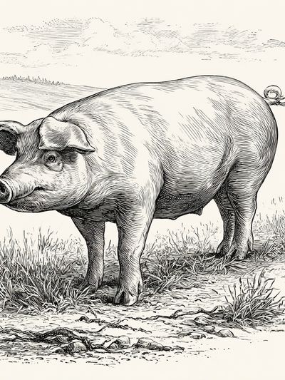 Pig Sketch Illustration Poster. poster