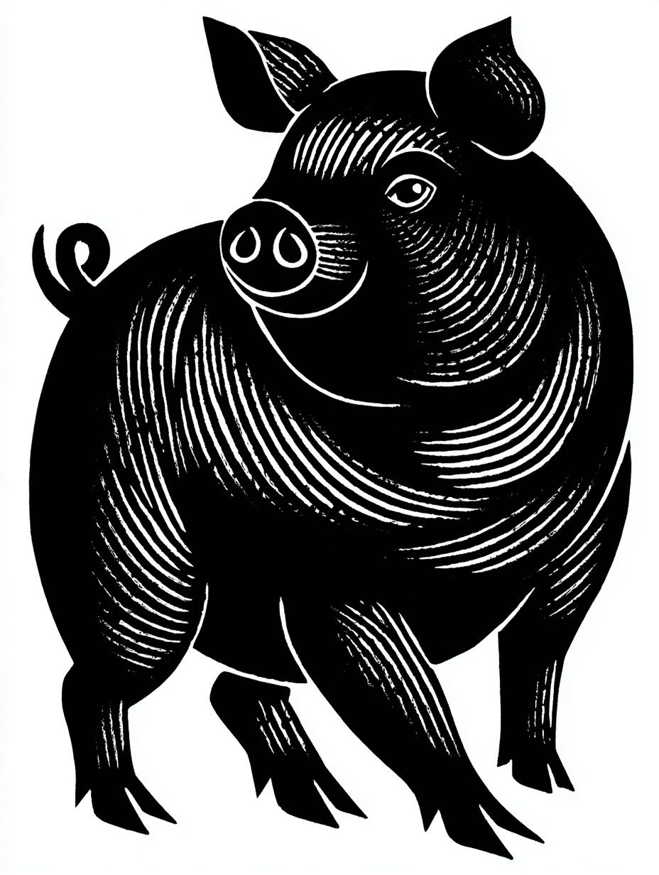 Playful Pig Illustration Poster. poster — illustration art