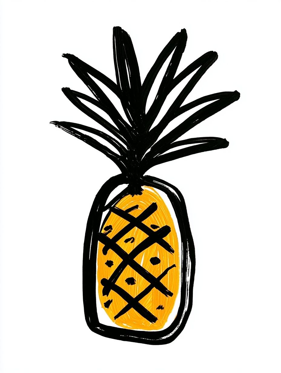 Pineapple Minimalist Illustration Poster. poster detail