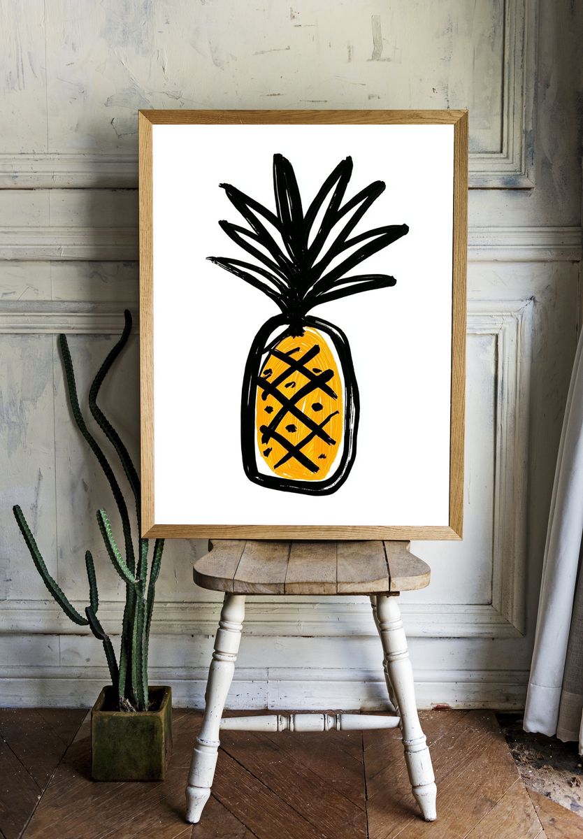 Pineapple Minimalist Illustration Poster. room preview