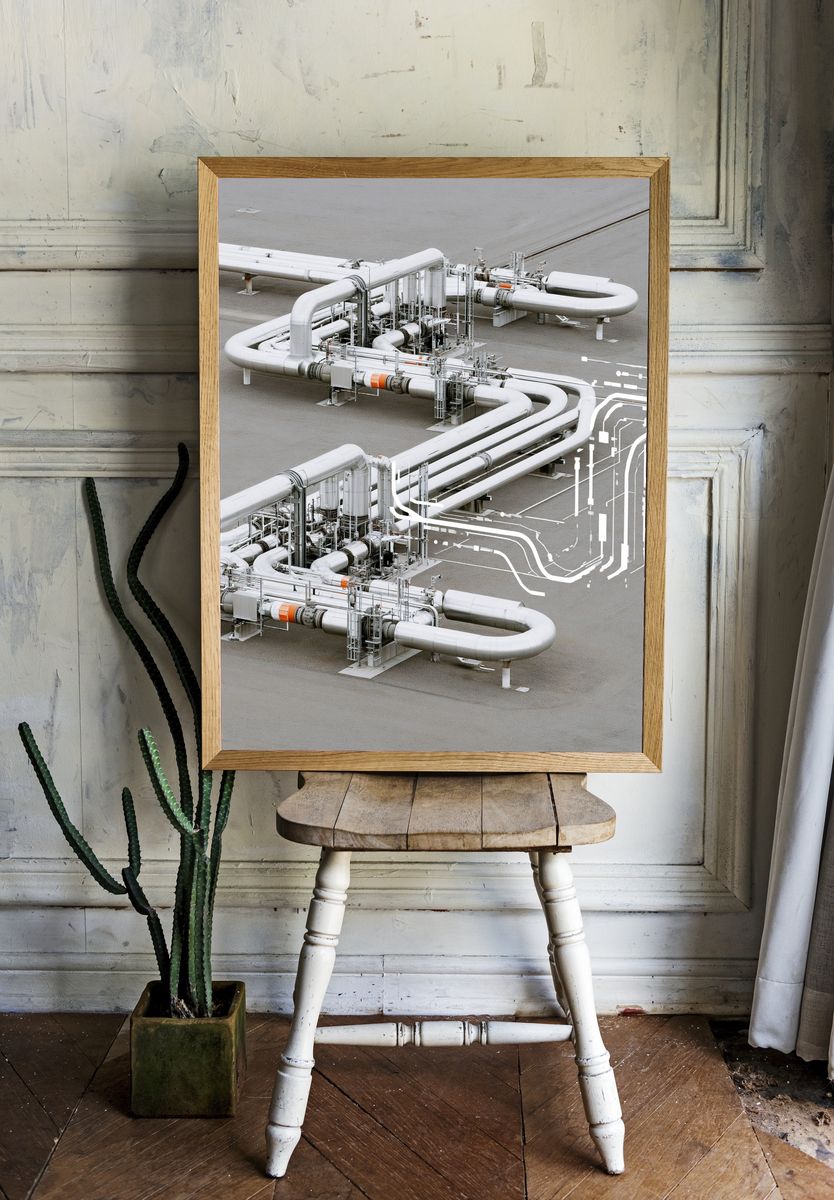 Industrial Pipeline System Photography Poster. — room view 1