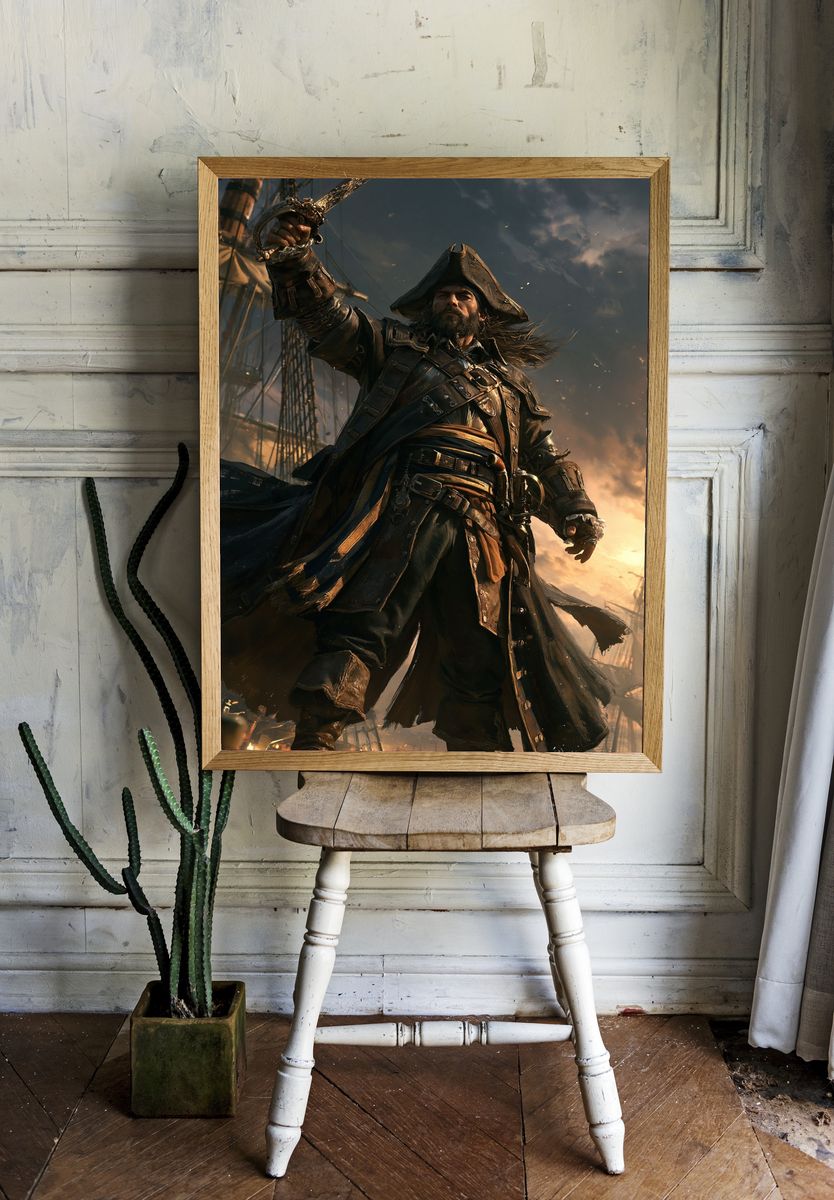 Pirate Captain Digital Art Poster. — room view 1