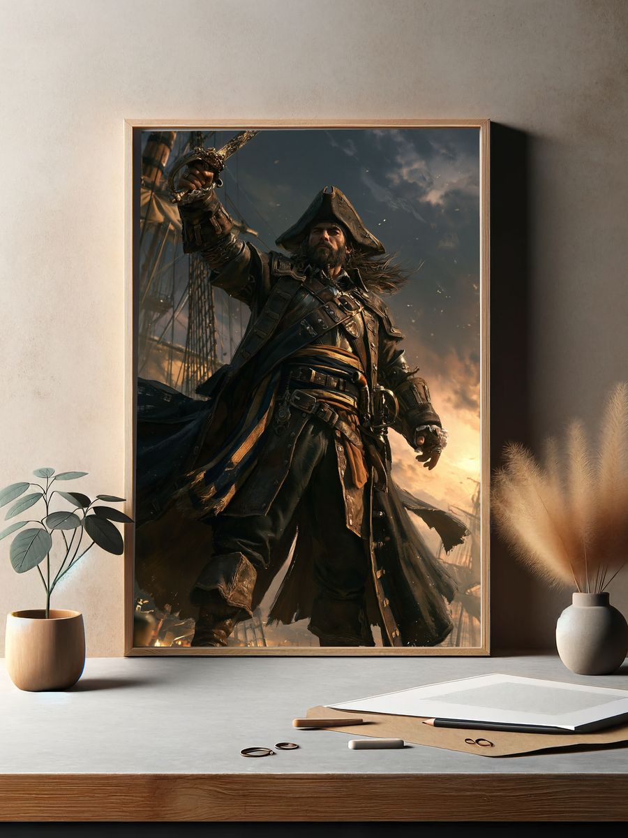 Pirate Captain Digital Art Poster. — room view 2