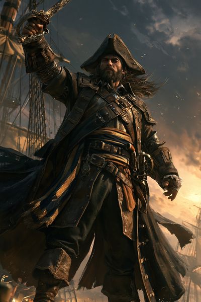 Pirate Captain Digital Art Poster. poster