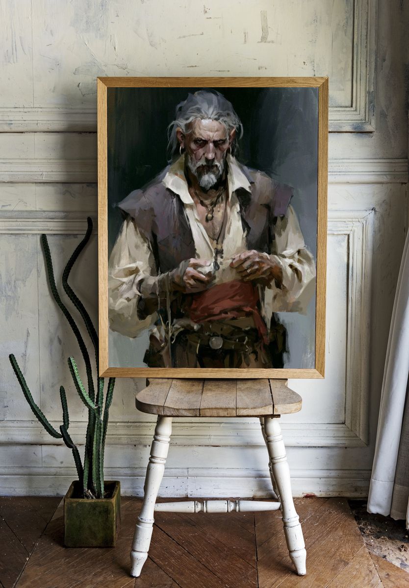 Pirate Captain Portrait Illustration Poster. room preview