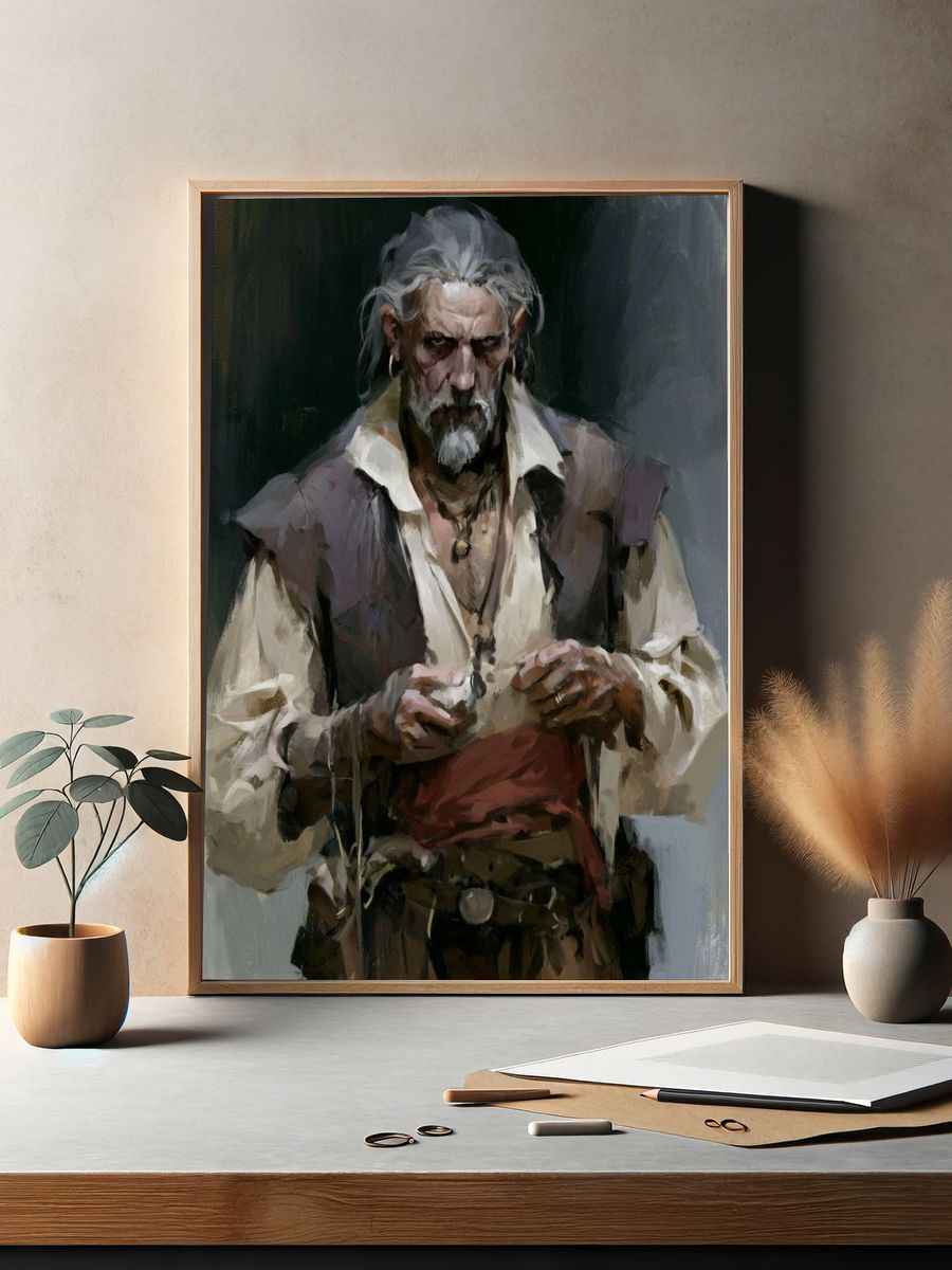 Pirate Captain Portrait Illustration Poster. — room view 2