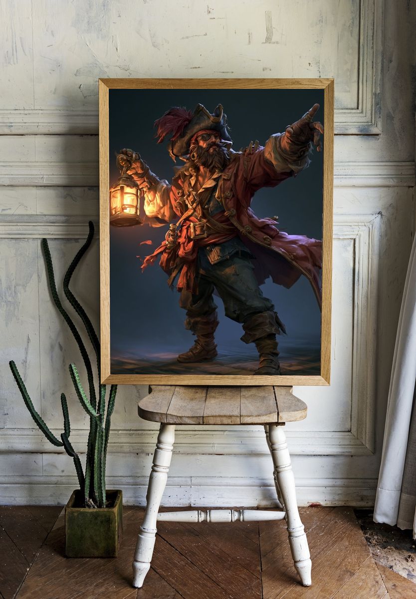 Pirate Captain Digital Art Poster. — room view 1
