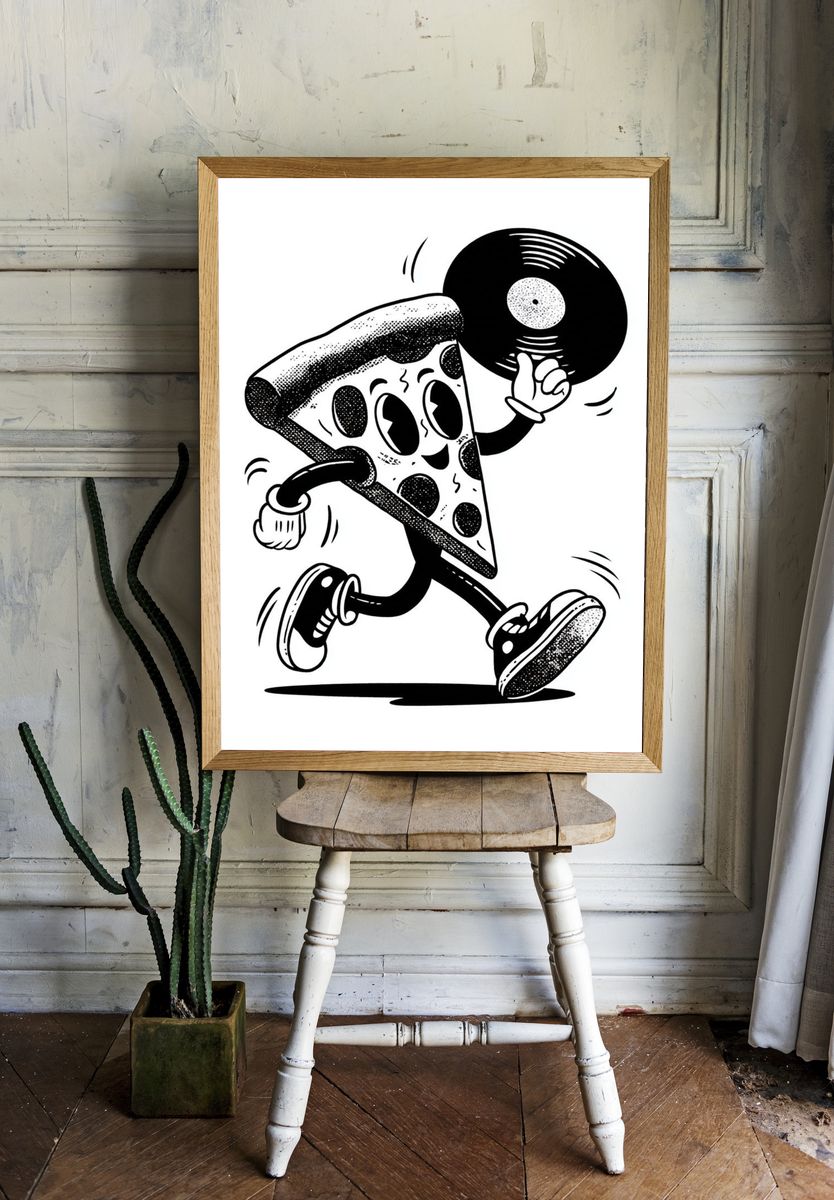Pizza Character — Cartoon Print room preview