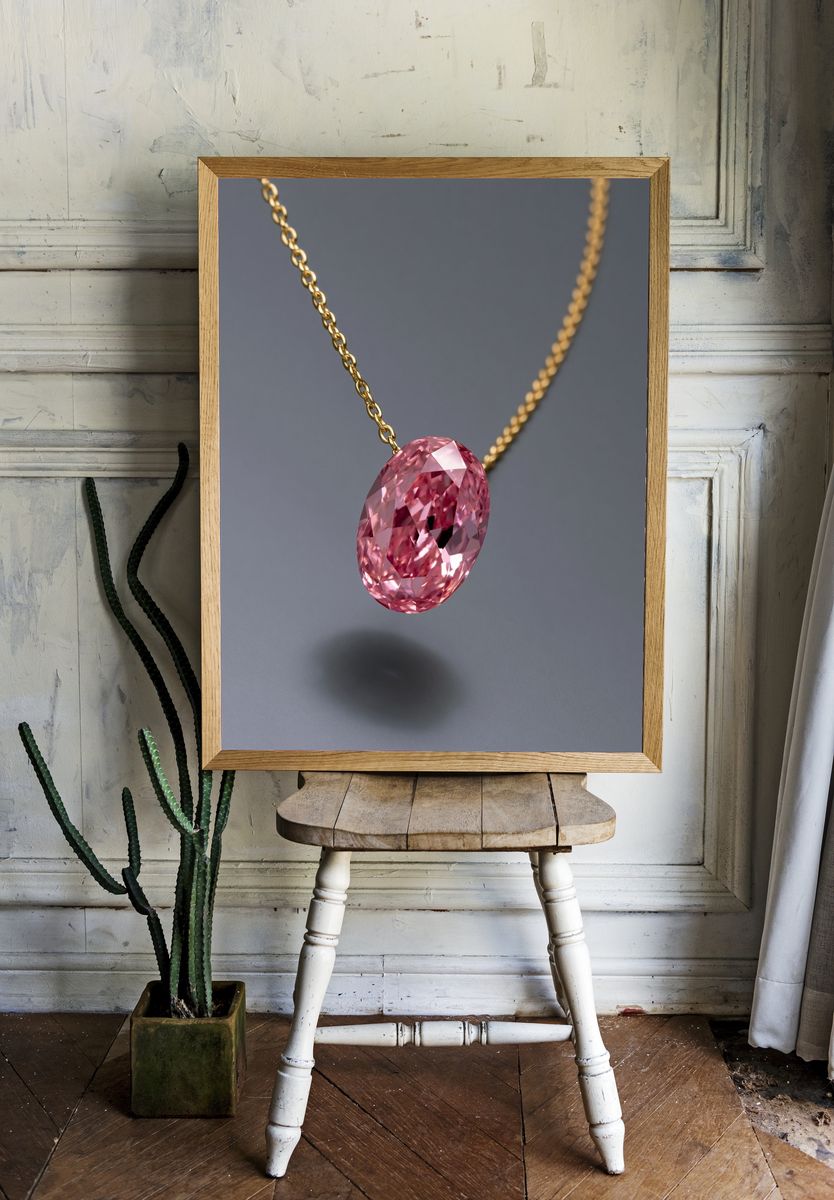 Pink Gem Pendant Photography Poster. room preview