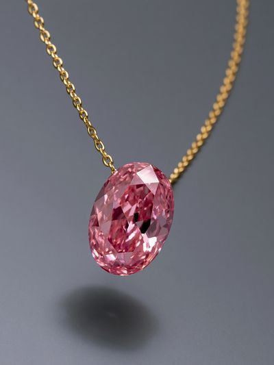 Pink Gem Pendant Photography Poster.