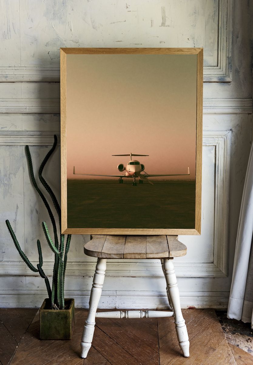 Private Jet Runway Photography Poster. — room view 1