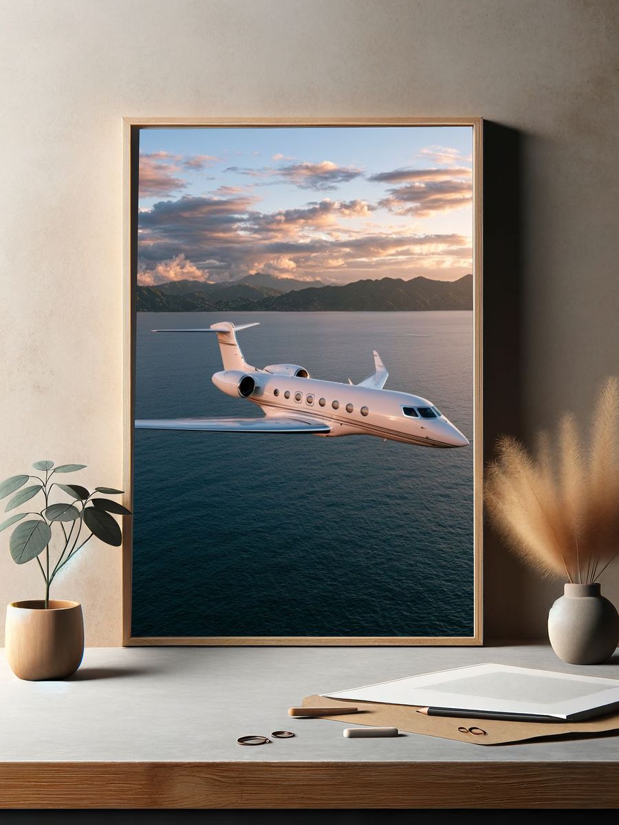 Private Jet Over Sea Poster. — room view 2