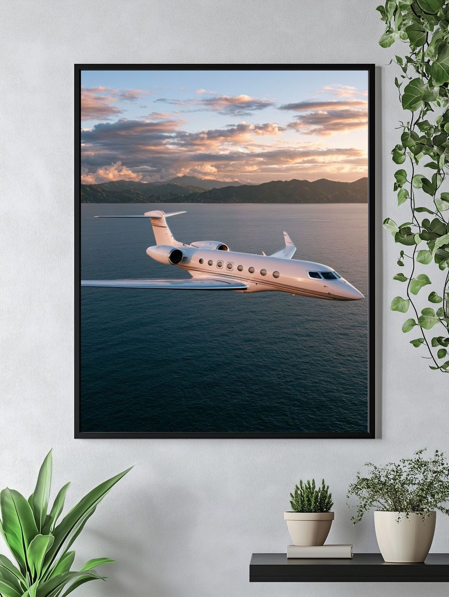 Private Jet Over Sea Poster. — room view 4