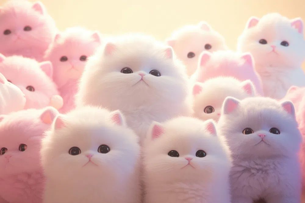 Cute Plush Cats — Illustration Print. poster detail