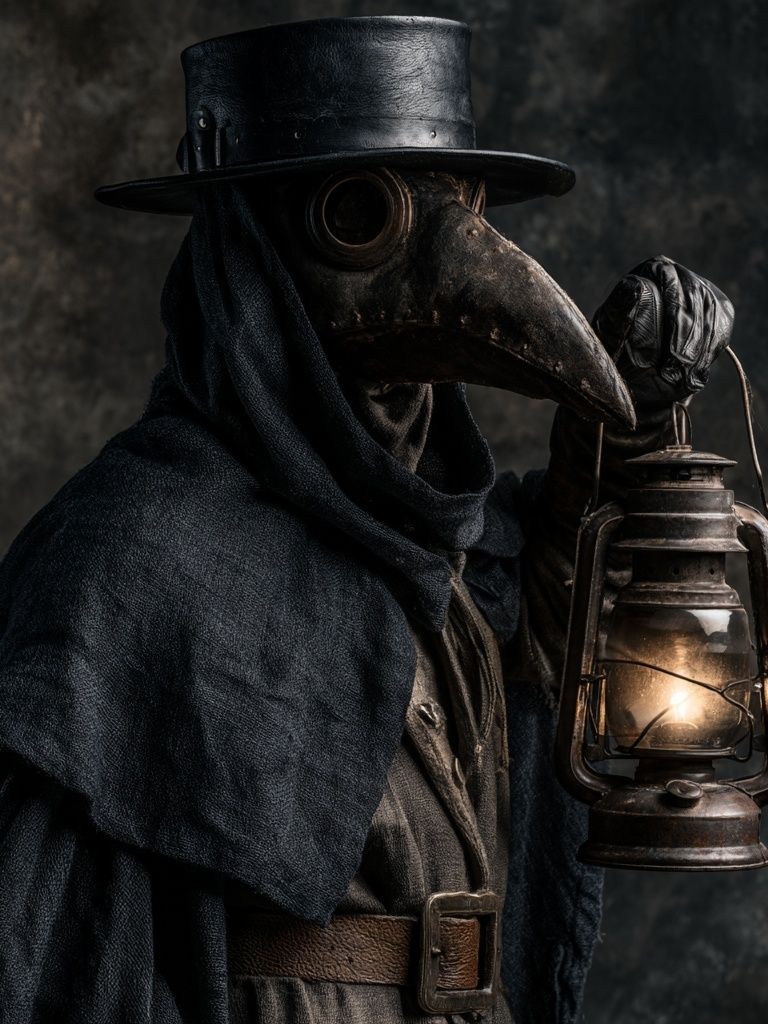 Plague Doctor Lantern Portrait Print. poster detail