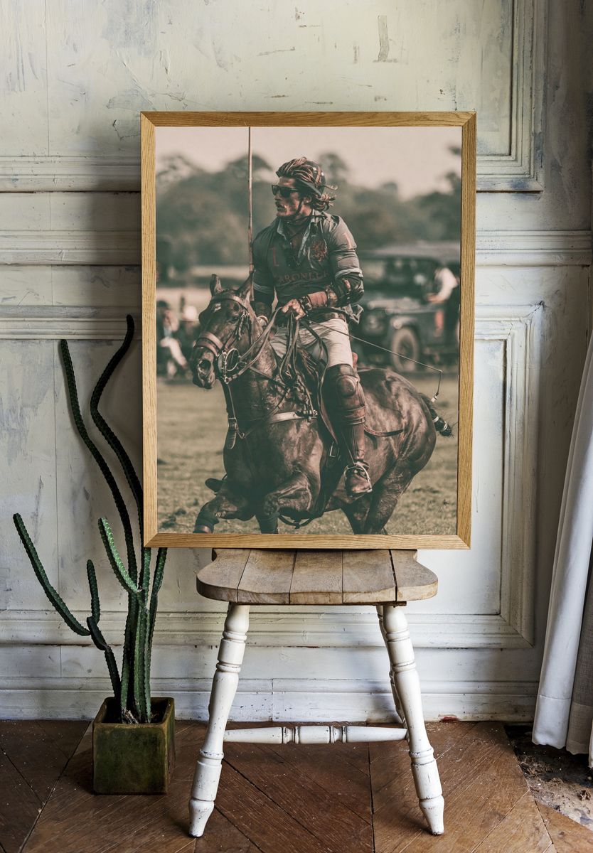 Polo Rider in Motion Photography Poster. room preview