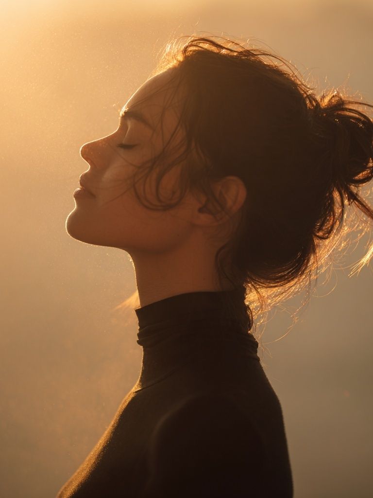 Serene Profile in Golden Light — Photography Print. poster detail