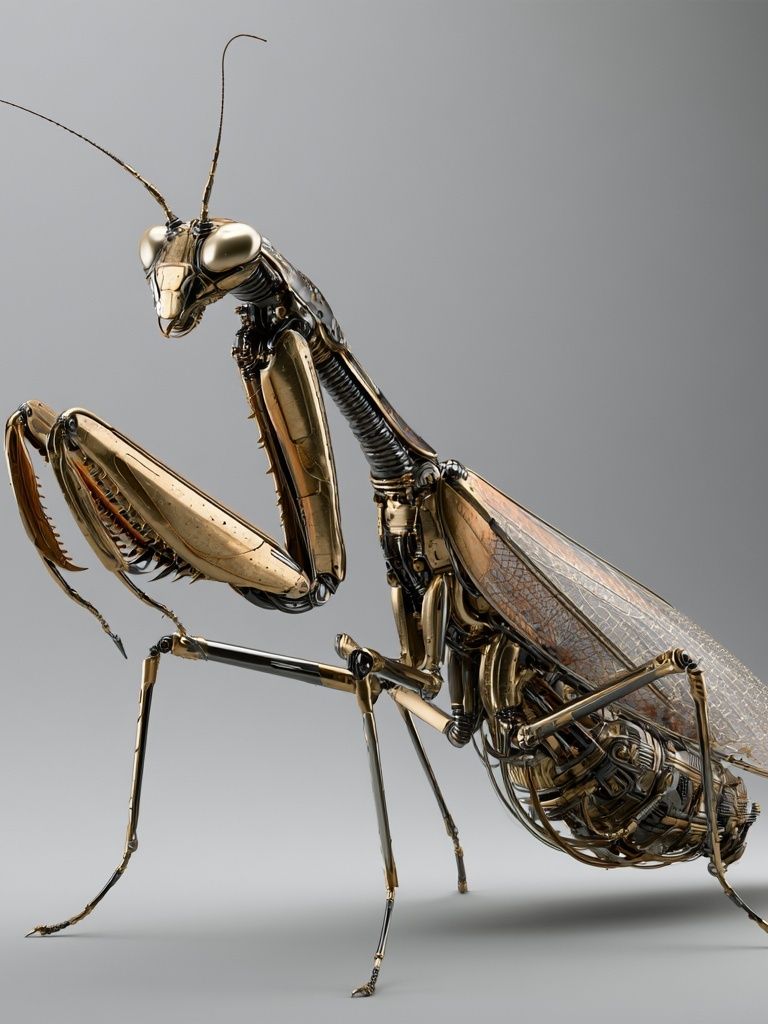 Golden Praying Mantis Illustration Poster. poster — animals art