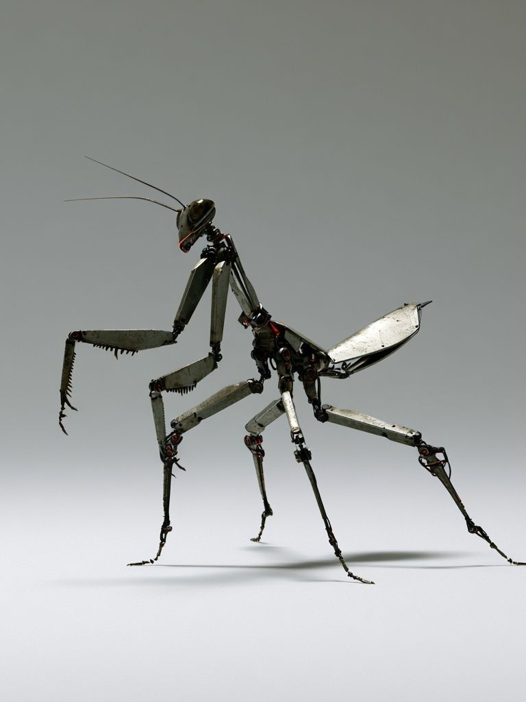 Mechanical Praying Mantis Illustration Poster. poster — illustration art