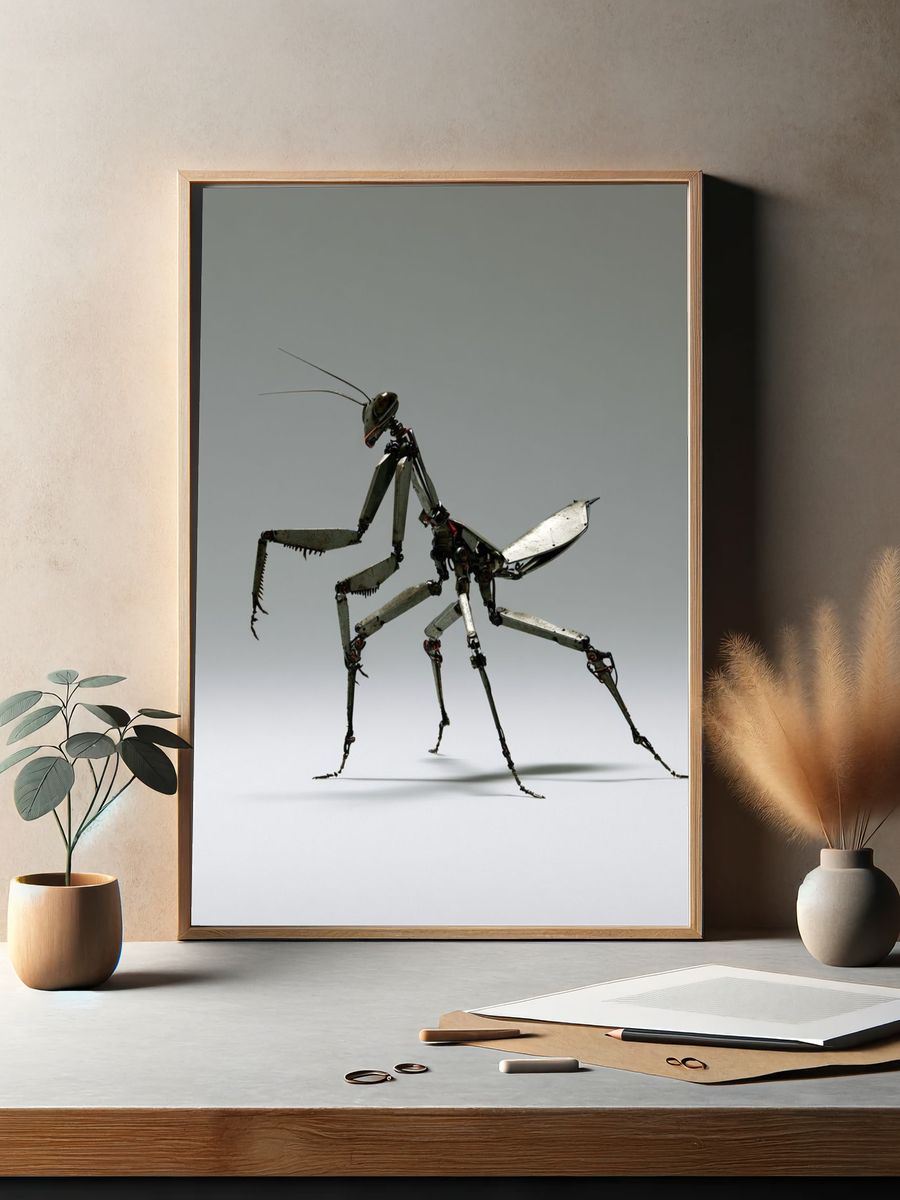 Mechanical Praying Mantis Illustration Poster. — room view 2